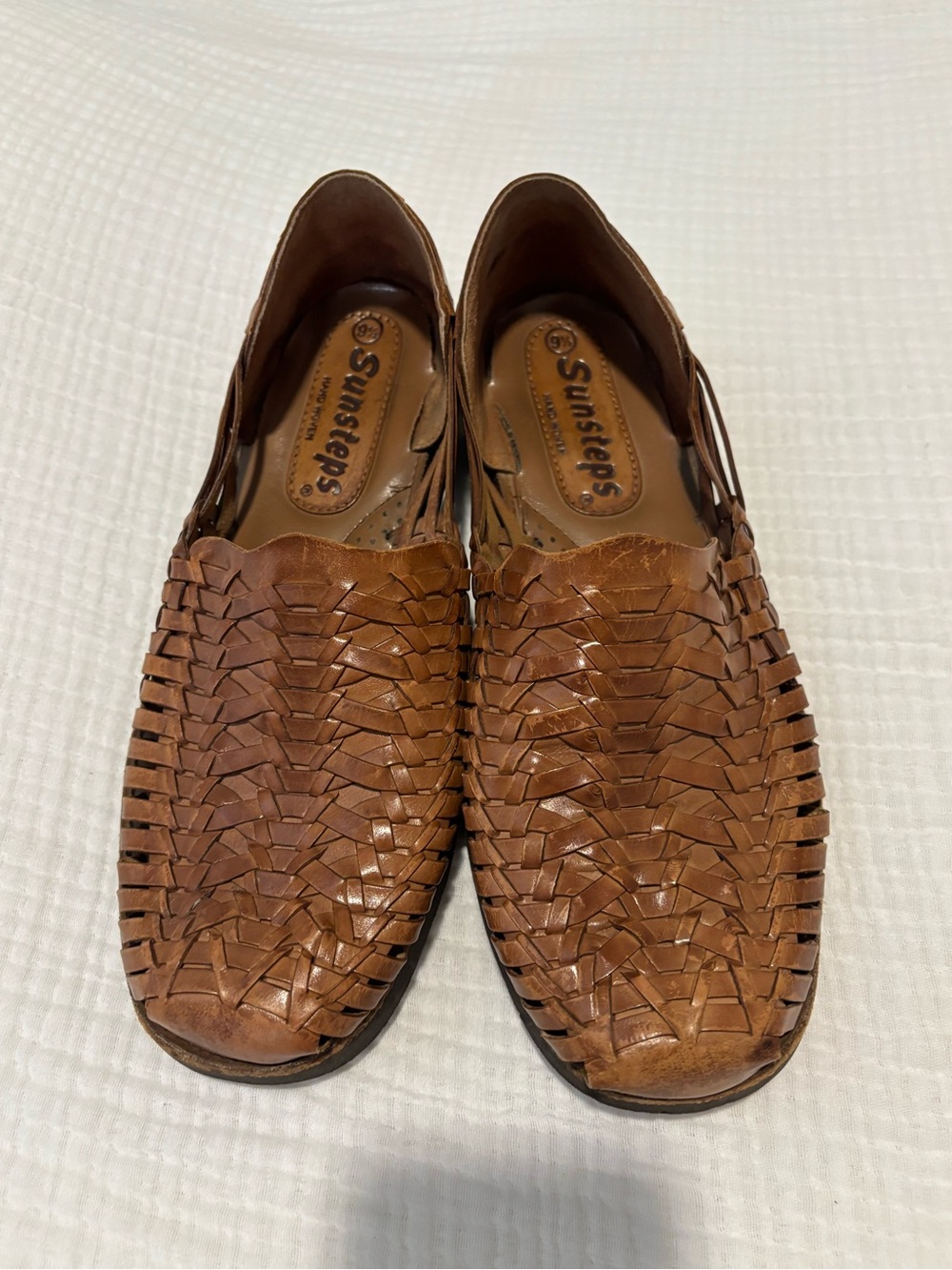 Sunsteps Men’s Tan Woven Leather Slip-On Loafers
